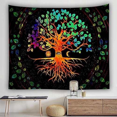 

Tarot Divination Wall Tapestry Art Decor Blanket Curtain Hanging Home Bedroom Living Room Decoration Mysterious Bohemian Bodhi Tree