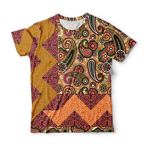 

Men's Unisex T shirt Tee Tribal Graphic Prints Crew Neck Brown Short Sleeve 3D Print Outdoor Street Print Tops Vintage Sports Casual Big and Tall / Summer / Summer