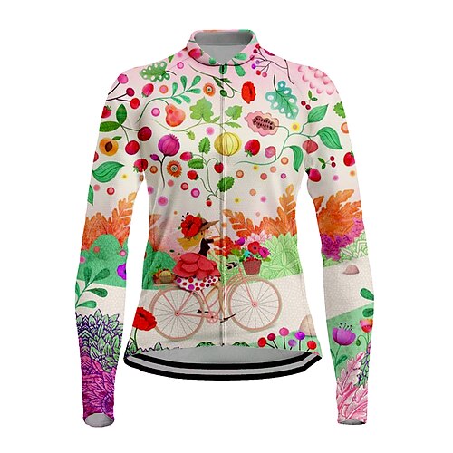 

21Grams Women's Cycling Jersey Long Sleeve Bike Top with 3 Rear Pockets Mountain Bike MTB Road Bike Cycling Quick Dry Moisture Wicking Rosy Pink Floral Botanical Sports Clothing Apparel / Stretchy