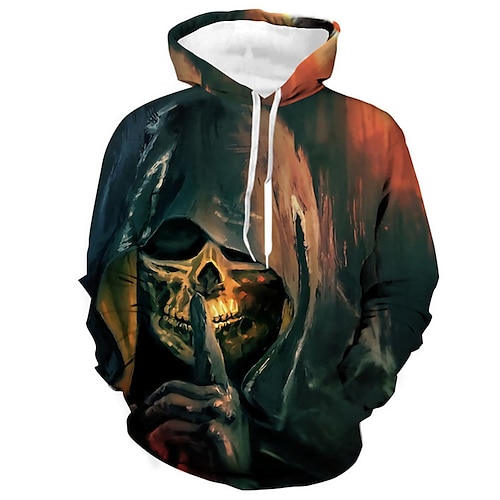 

Men's Unisex Pullover Hoodie Sweatshirt Dark Gray Hooded Skull Graphic Prints Print Daily Sports 3D Print Streetwear Designer Casual Spring & Fall Clothing Apparel Hoodies Sweatshirts Long Sleeve