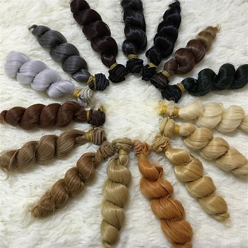 

Curly Heat Resistant Doll Hair Wefts for DIY 1/3 1/4 1/6 BJD SD Doll Wigs rerooting Doll Hair kitDoll Hair wefts Craft Wool Hair Doll Hair rerooting Doll Hair Wig