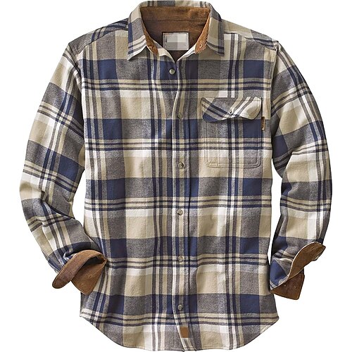 

Men's Flannel Shirt Casual Daily Outdoor Print Check Plaid Graphic Patterned Turndown Street Button-Down Long Sleeve Tops Casual Fashion Comfortable Warm Green Dusty Blue Orange Winter Spring Fall