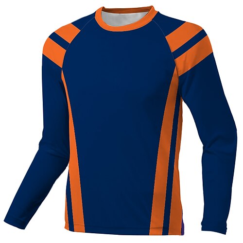

Men's Downhill Jersey Long Sleeve Dark Blue Patchwork Bike Breathable Quick Dry Polyester Spandex Sports Patchwork Clothing Apparel / Stretchy