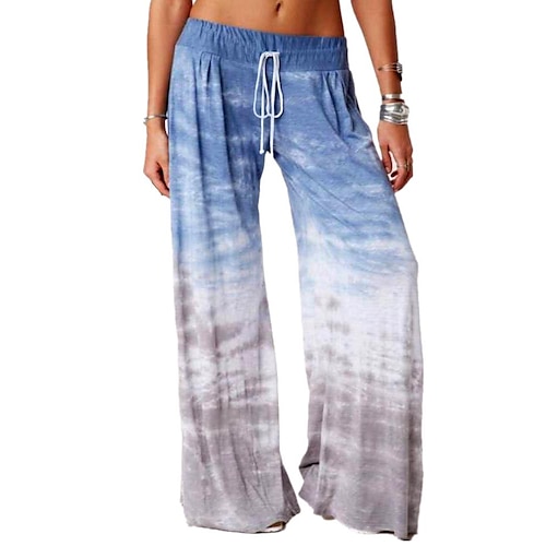 

Women's Culottes Wide Leg Wide Leg Chinos Pants Trousers Cotton Blend Fancy blue Green Purple Mid Waist Fashion Casual Weekend Print Micro-elastic Full Length Comfort Tie Dye S M L XL 2XL / Loose Fit