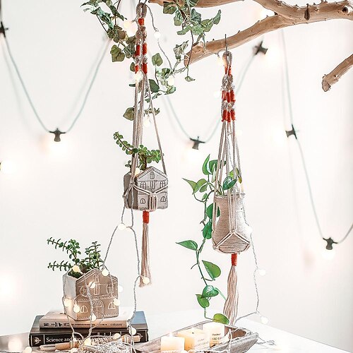 

Plant Hanger Holder Boho Ornament Art Decor Home Bedroom Living Room Decoration Nordic Handmade Tassel Cotton Flower Pot