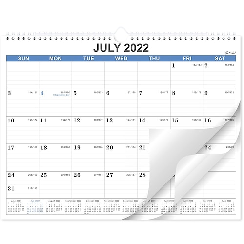 

2022-2023 Wall Calendar - 18 Monthly Wall Calendar Jul 2022 - Dec 2023 15 x 11.5 Large Blocks with Julian Dates Twin-Wire Binding Suitable for Hanging on the Wall