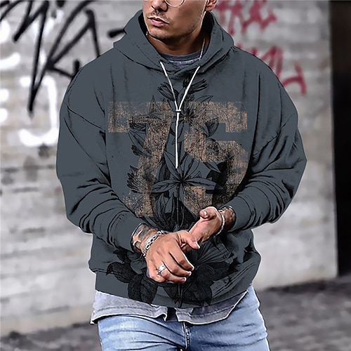 

Men's Unisex Pullover Hoodie Sweatshirt Hooded Graphic Prints Print Daily Sports 3D Print Streetwear Designer Hoodies Sweatshirts Long Sleeve Dark Gray