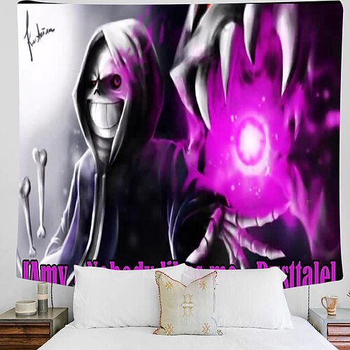 

Halloween Blacklight UV Reactive Wall Tapestry Art Decor Blanket Curtain Hanging Home Bedroom Decoration Polyester Skull