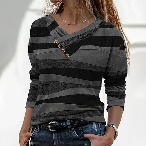 

amazon's hot style 2021 autumn european and american women's long-sleeved cross-button print top women's