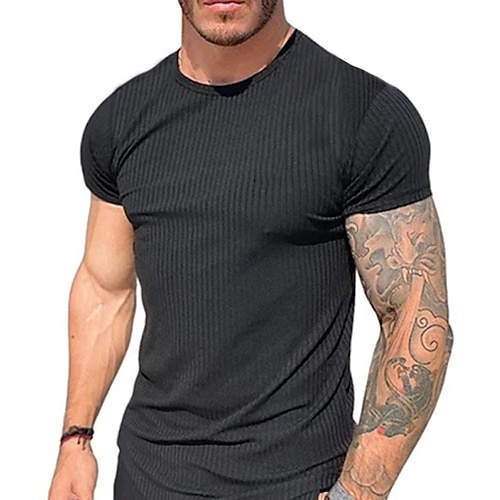 

Homme T shirt Tee Plein Col Ras du Cou Plein Air Vacances Manche Courte Vêtement Tenue Mode Décontractées Confortable