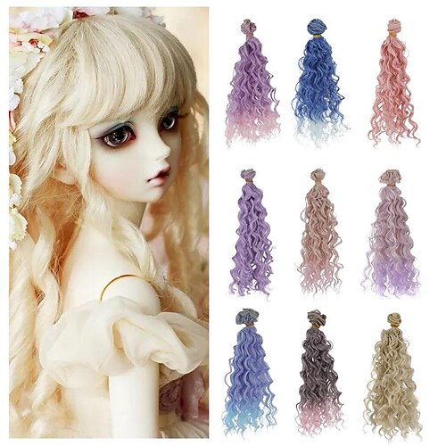 

Doll Accessories Hair Synthetic Fiber Wig Hair Fiber Imitation Wool Roll Doll Hair 10'' for DIY 1/3 1/4 1/6 BJD SD Doll Wigs