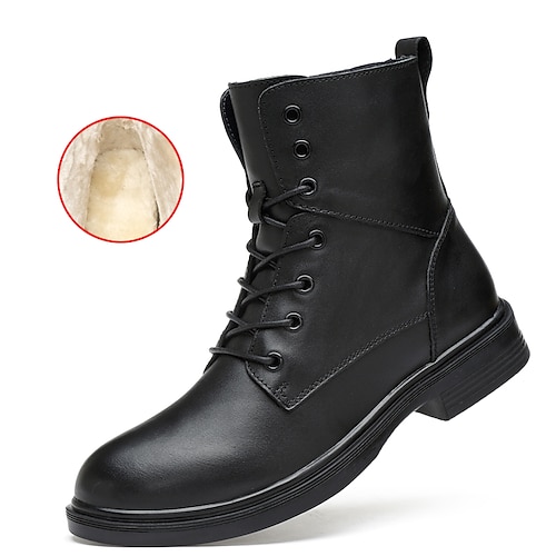 

Men's Boots Snow Boots Combat Boots Winter Boots Fleece lined Business Casual British Outdoor Daily Nappa Leather Booties / Ankle Boots Black Winter Fall