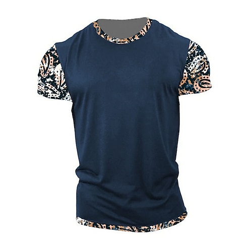 

Men's Unisex T shirt Tee 3D Print Color Block Graphic Prints Crew Neck Street Daily Print Short Sleeve Tops Casual Classic Big and Tall Sports Navy Blue / Summer