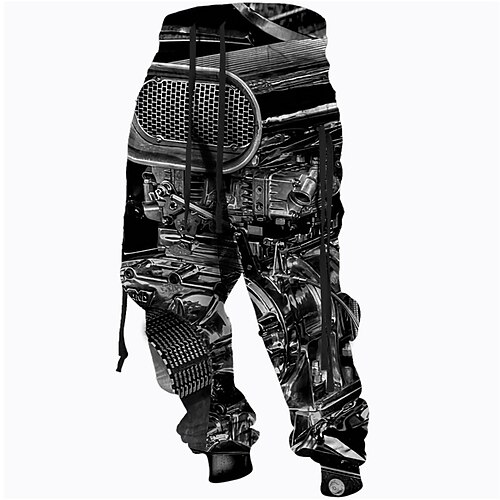 

Men's Sweatpants Joggers Trousers Drawstring Side Pockets Elastic Waist Graphic Prints Mechanical Parts Comfort Breathable Sports Outdoor Casual Daily Terry Streetwear Stylish Green Black / Designer
