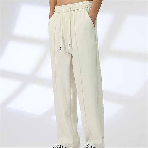 

Men's Sweatpants Trousers Drawstring Elastic Waist Straight Leg Solid Color Comfort Breathable Casual Daily Streetwear Sports Fashion Black Light Grey Micro-elastic / Elasticity