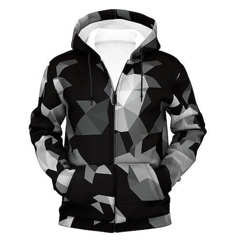 

Men's Unisex Hoodie Full Zip Hoodie Jacket Black Hooded Color Block Graphic Prints Zipper Print Daily Sports 3D Print Streetwear Casual Big and Tall Spring & Fall Clothing Apparel Hoodies