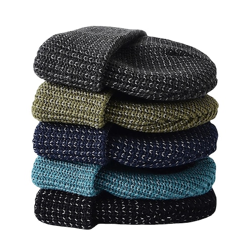 

Men's Hat Beanie / Slouchy Light Blue Black Yellow Outdoor Street Dailywear Knitted Pure Color Windproof Warm