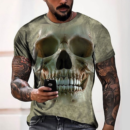 

Men's T shirt Tee Tee Graphic Round Neck Gray Short Sleeve 3D Print Casual Daily 3D Print Tops Fashion Cool Designer Comfortable / Summer / Summer