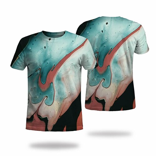 

Men's T shirt Tee Tee Graphic Round Neck Blue Short Sleeve 3D Print Casual Daily 3D Print Tops Fashion Cool Designer Comfortable / Summer / Summer