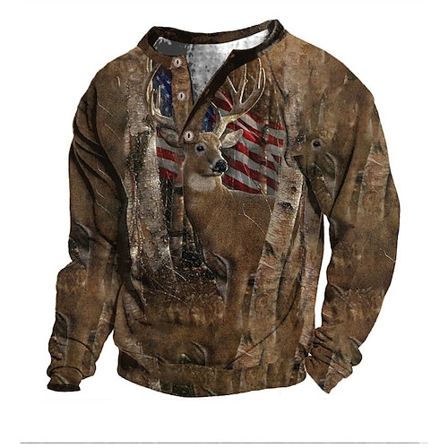 

Herren Unisex Sweatshirt Pullover Zur Seite fahren Kapuzenpullover mit Knöpfen Braun Jeder Grafik-Drucke Nationalflagge Bedruckt Casual Täglich Sport 3D-Druck Designer Casual Groß und hoch Frühling