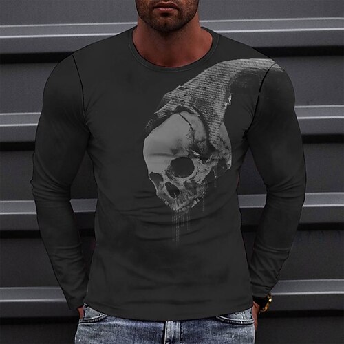 

Men's T shirt Tee Tee Graphic Round Neck Green Blue Gray Purple Yellow Long Sleeve 3D Print Casual Daily Print Tops Fashion Designer Comfortable Big and Tall