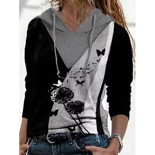 

Women's Pullover Hoodie Sweatshirt Butterfly Geometric Dandelion Print Daily Sports 3D Print Active Streetwear Hoodies Sweatshirts Black Pink
