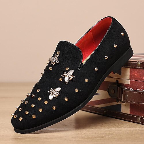 

new fashion little bee men's loafers light rivets set feet large size men's shoes gu lun casual shoes men's 48