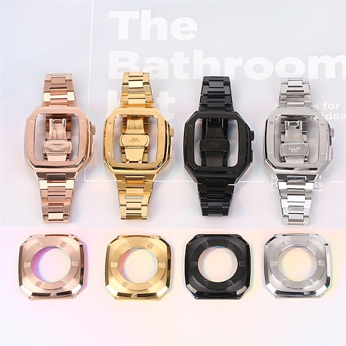 

1pc Smart Watch Band Compatible with Apple iWatch 44mm Series 6/5/4 / SE Stainless Steel Handmade Luxury Breathable SmartWatch Band with Case Metal Band for iWatch Smartwatch Strap Wristband for