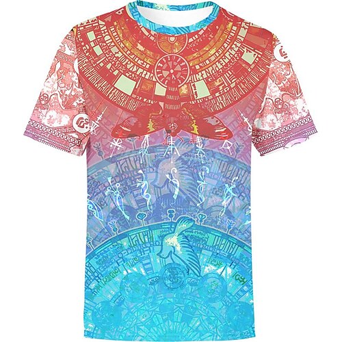 

Men's Unisex T shirt Tee Graphic Prints Crew Neck Blue Gray Short Sleeve 3D Print Outdoor Street Print Tops Sports Designer Ethnic Style Classic / Summer / Summer