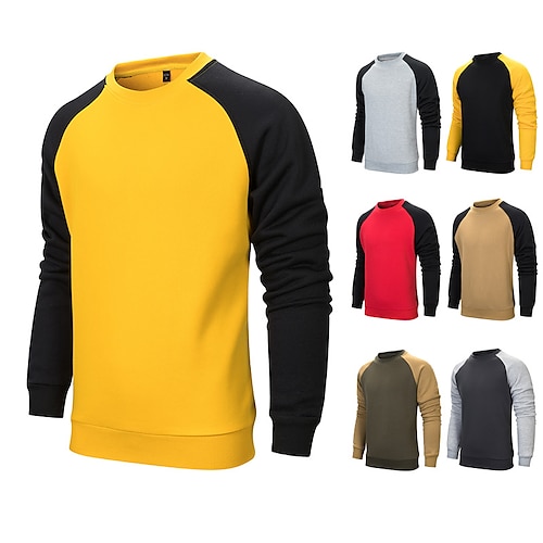 

Men's Pullover Color Block Patchwork Sports Outdoor Daily Sports Basic Casual Hoodies Sweatshirts Long Sleeve Black Gray Yellow / Fall / Spring