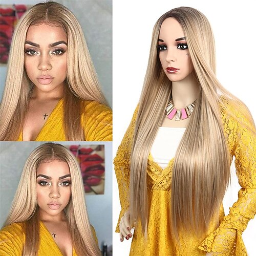 

Florence Pugh Wig Long Blonde Wig for Women Middle Part 24 Inches Straight Halloween Wigs Natural Looking Synthetic Heat Resistant Fiber Wigs Hair Replacement Wigs for Daily Party Use Wig