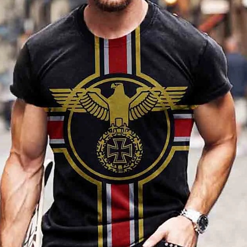 

Men's T shirt Tee Graphic Tees Templar Cross Graphic Prints Eagle Crew Neck Green Black Blue Navy Blue 3D Print Outdoor Street Short Sleeve Print Clothing Apparel Vintage Sports Designer Casual