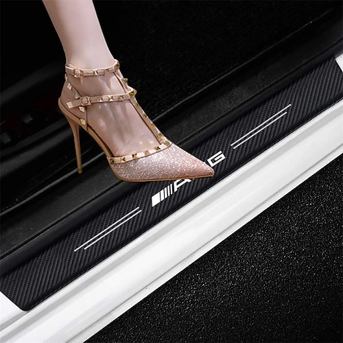 

Car Door Sill Protector for AMG Door Entry Guard with Logo 4PCS Car Door Sill Scuff Plate Covers for AMG Door Threshold Steps Scratch Pad Interior Accessories Self-Adhesive Anti-Collision