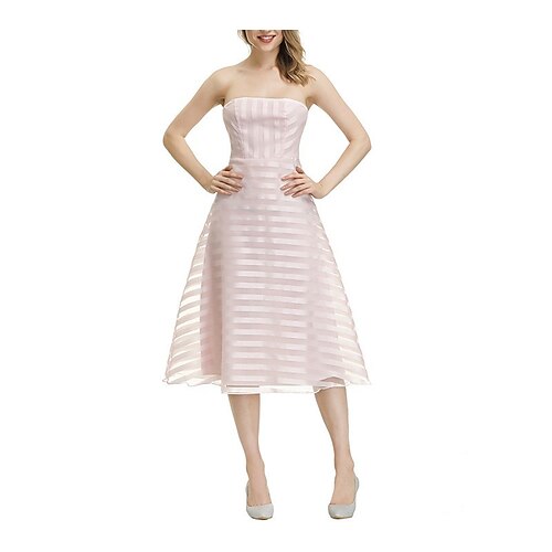 

Women's Sheath Dress Party Dress Knee Length Dress Pink Sleeveless Pure Color Backless Zipper Cold Shoulder Fall Winter Strapless Stylish Fashion Modern Slim 2022 S M L XL / Summer