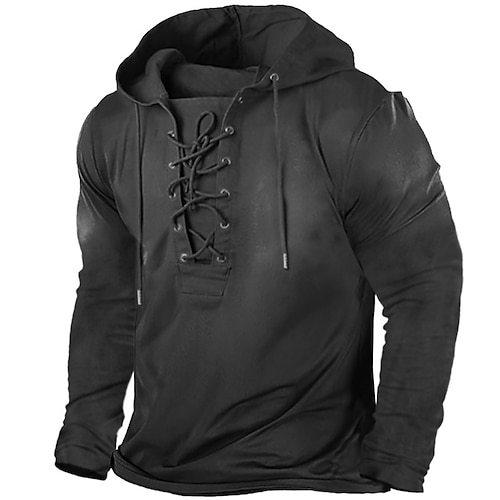 Men's Pullover Hoodie Sweatshirt Pullover Black Army Green Dark Gray Red Brown Hooded Graphic Prints Lace up Casual Daily Sports 3D Print Basic Streetwear Casual Spring & Fall Clothing Apparel, lightinthebox  - buy with discount