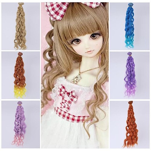 

Color Curly Heat Resistant Doll Hair Wefts for DIY 1/3 1/4 1/6 BJD SD Doll Wigs rerooting Doll Hair kitDoll Hair wefts Craft Wool Hair Doll Hair rerooting