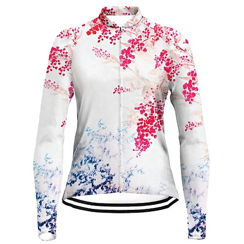 

21Grams Women's Cycling Jersey Long Sleeve Bike Top with 3 Rear Pockets Mountain Bike MTB Road Bike Cycling Quick Dry Moisture Wicking Red Floral Botanical Sports Clothing Apparel / Stretchy