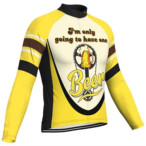 

21Grams Men's Cycling Jersey Long Sleeve Bike Top with 3 Rear Pockets Mountain Bike MTB Road Bike Cycling Breathable Quick Dry Moisture Wicking Reflective Strips Yellow Polyester Spandex Sports