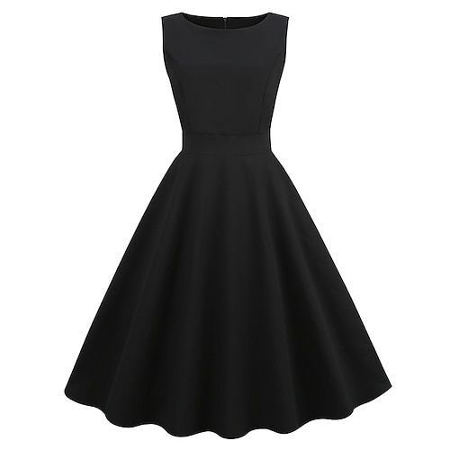 

Women's A Line Dress Party Dress Knee Length Dress Black Sleeveless Pure Color Bow Spring Summer Crew Neck Elegant Vintage 2022 S M L XL 2XL / Cotton