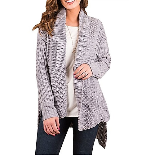 

Women's Cardigan Sweater Jumper Crochet Knit Pocket Knitted Solid Color Open Front Stylish Casual Outdoor Daily Winter Fall Pink Dusty Blue S M L / Long Sleeve / Regular Fit / Going out