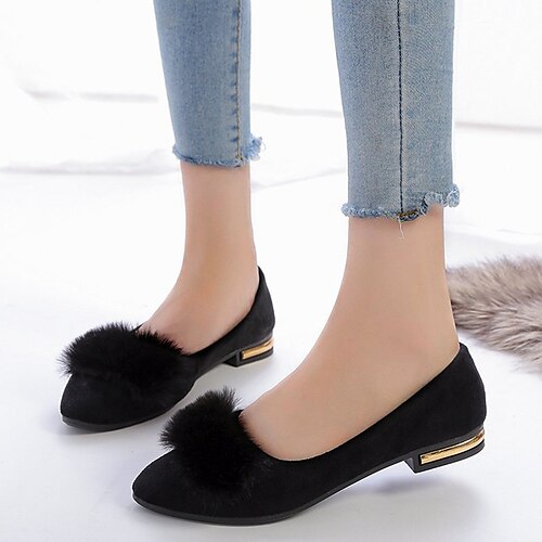 

Women's Slip-Ons Flat Heel Pointed Toe Suede Loafer Black Khaki