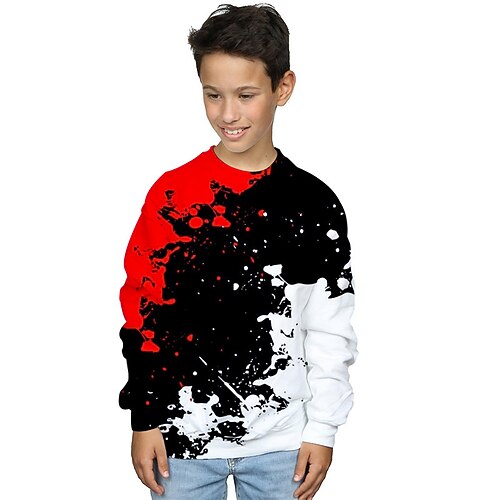 

Kids Boys Sweatshirt Gradient Outdoor 3D Print Long Sleeve Crewneck Active 3-12 Years Winter Black