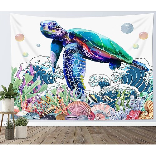 

Ocean Sea Turtle Tapestry, Recreational Turtle Marine Wall Hanging, Watercolor Sea Life Wall Art Decor for Bedroom Living Room Dorm Home Decor