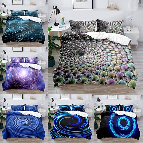 

3D Vortex 3-Piece Duvet Cover Set Hotel Bedding Sets Comforter Cover Include 1 Duvet Cover, 2 Pillowcases for Double/Queen/King(1 Pillowcase for Twin/Single)