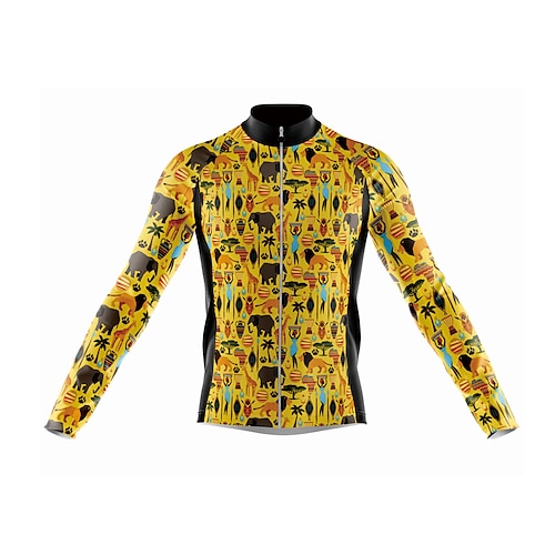 

Men's Cycling Jersey Long Sleeve Bike Jersey with 3 Rear Pockets Mountain Bike MTB Road Bike Cycling Cycling Breathable Ultraviolet Resistant Quick Dry Black Yellow Polyester Sports Clothing Apparel