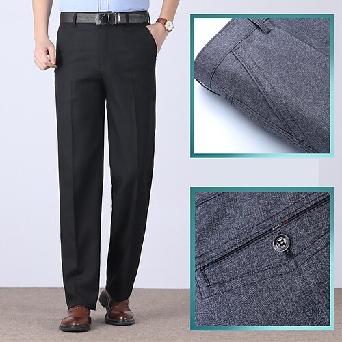 

Men's Dress Pants Chinos Trousers Pocket Solid Color Comfort Breathable Business Casual Daily Fashion Formal BlackGrey Black Stretchy