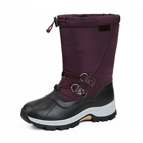 

Women's Boots Snow Boots Plus Size Mid Calf Boots Flat Heel Round Toe Sporty Casual Classic Outdoor Walking Shoes PU Leather Elastic Band Fall Winter Solid Colored Black Purple Dark Blue