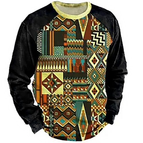 

Men's Unisex Sweatshirt Pullover Purple Yellow Red Brown Crew Neck Color Block Tribal Graphic Prints Print Daily Sports Holiday 3D Print Vintage Streetwear Designer Spring & Fall Clothing Apparel