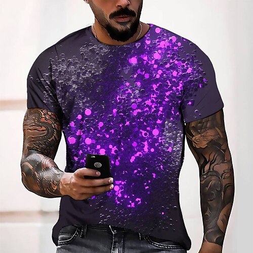 

Men's T shirt Tee Tee Graphic Round Neck Purple Short Sleeve 3D Print Casual Daily 3D Print Tops Fashion Cool Designer Comfortable / Summer / Summer