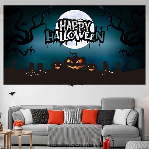 

Halloween Banner Halloween Hanging Flag Banner Ghost Festival Background Flag Horror Atmosphere Flag